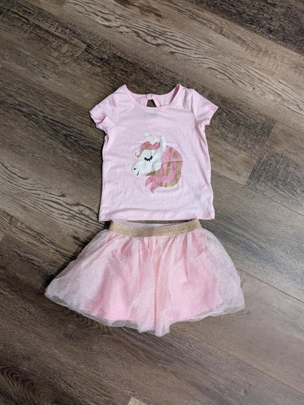 Kidgets Toddler Girls Pink Unicorn Tutu Skirt Shirt 2 piece Outfit Size 3T